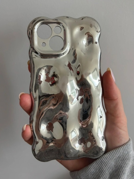 Ditch market Other - Silver Metallic Wavy iPhone 15 Case - Shiny Protective Cover